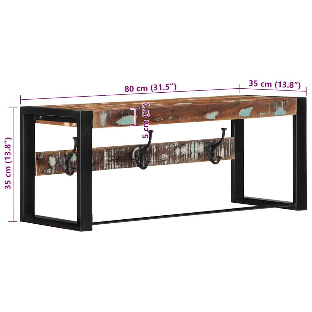 Vješalica za kapute Višebojna 80x35x35 cm Obrađeno puno drvo