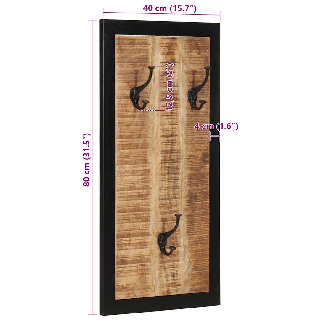 Stalak za kapute 40x2x80 cm Puno grubo drvo Mango
