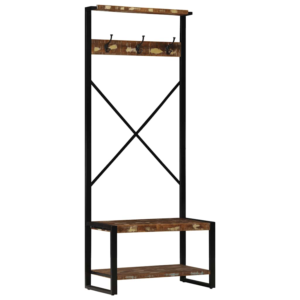 Stalak za odjeću Višebojni 80x40x190 cm puno drvo obrađeno
