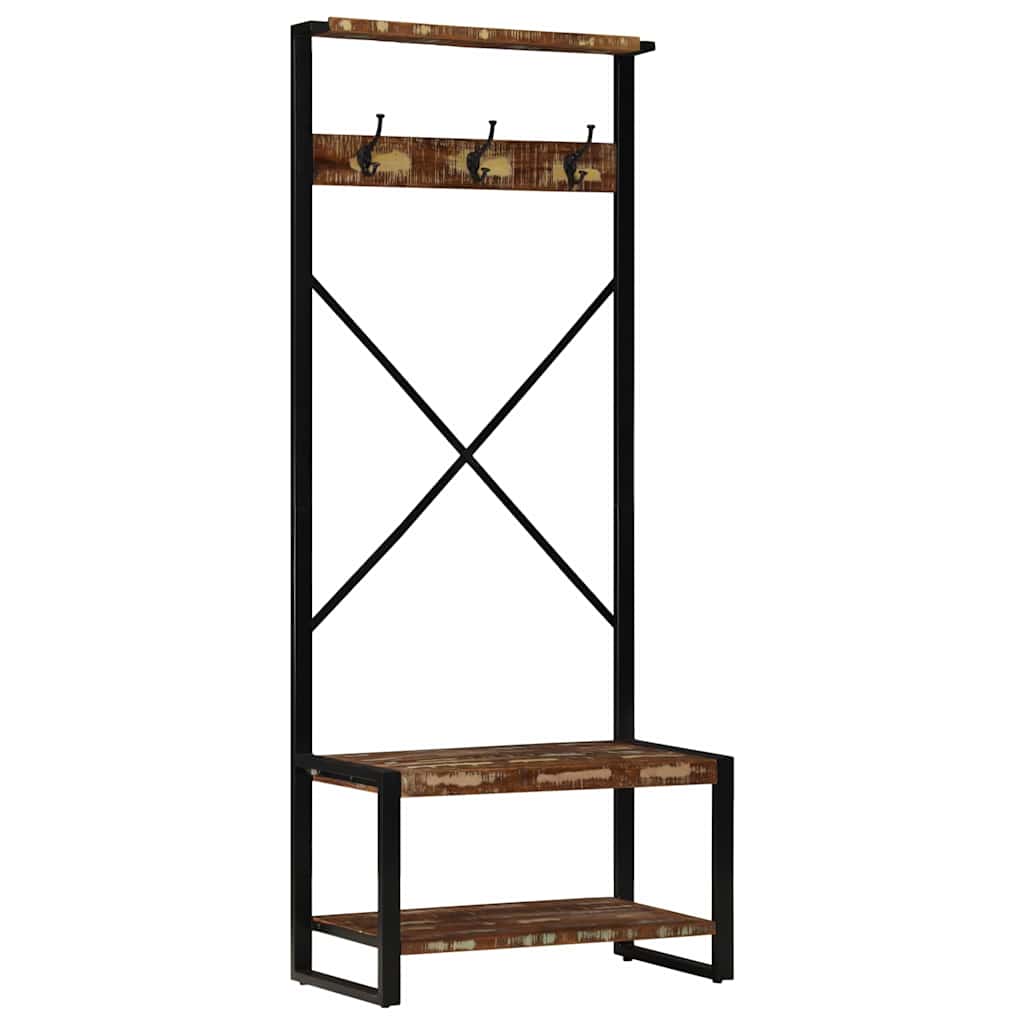 Stalak za odjeću Višebojni 80x40x190 cm puno drvo obrađeno