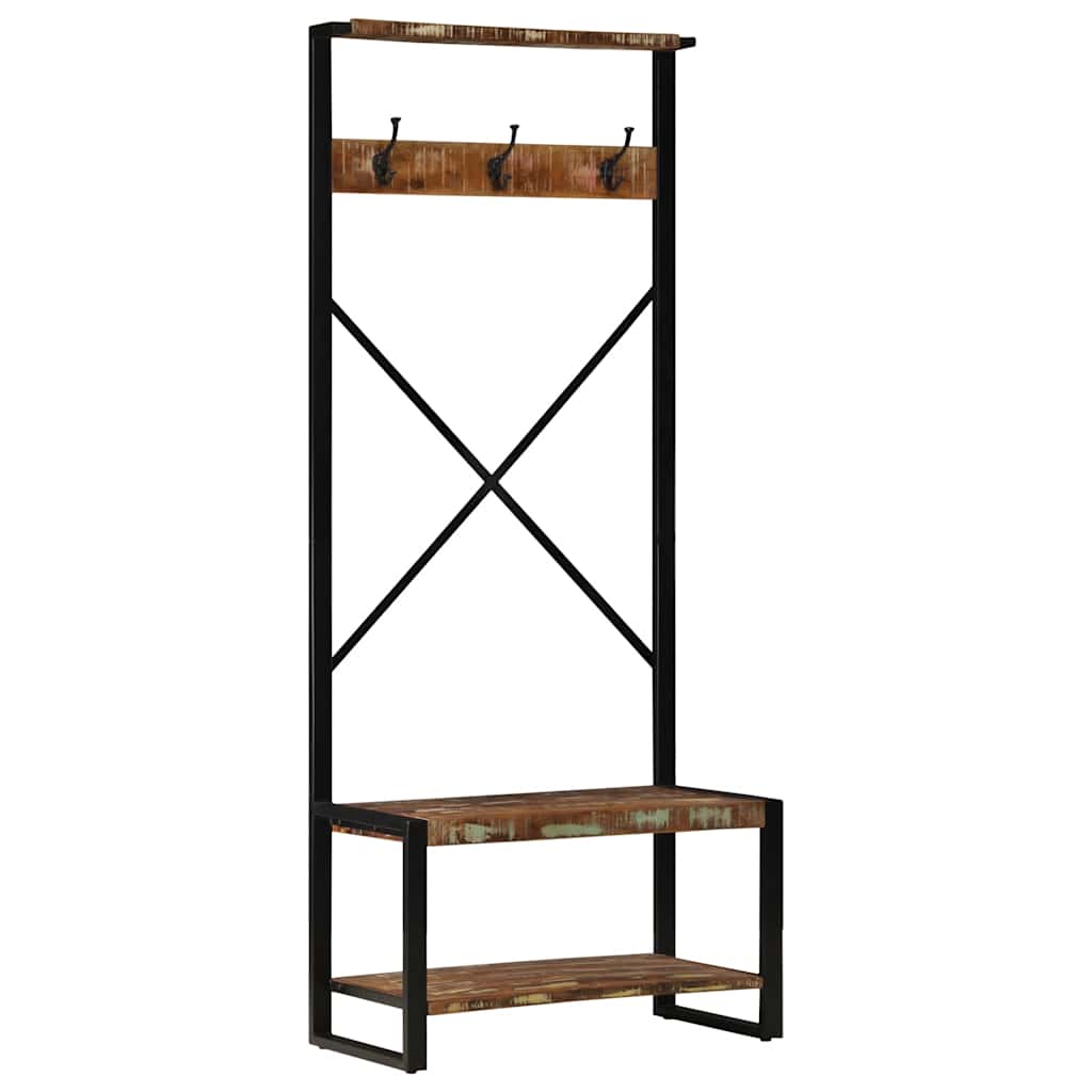 Stalak za odjeću Višebojni 80x40x190 cm puno drvo obrađeno