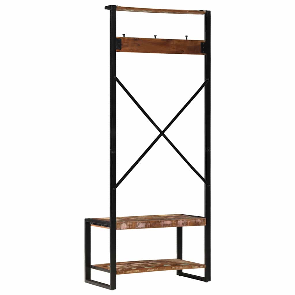 Stalak za odjeću Višebojni 80x40x190 cm puno drvo obrađeno