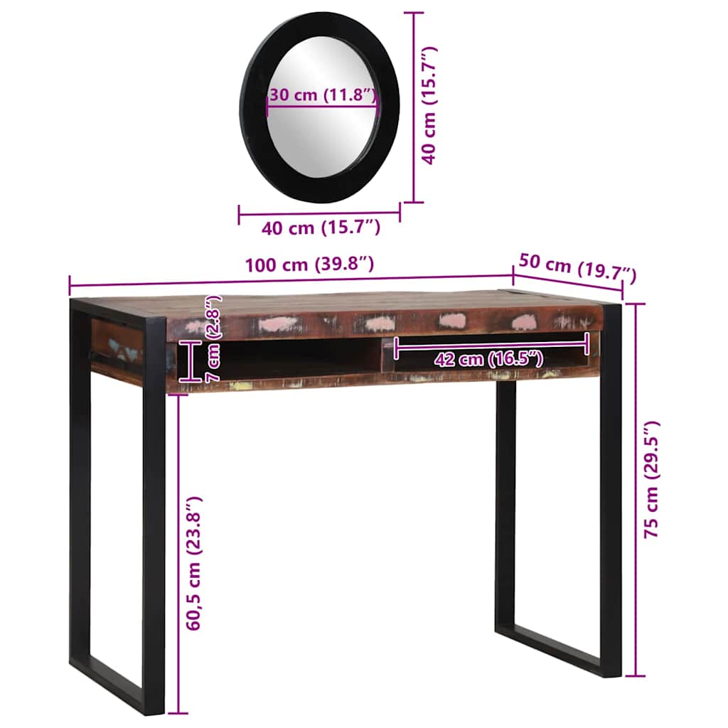 Toaletni stol Šareni 100 x 50 x 75 cm Čvrsto drvo iz reciklaže