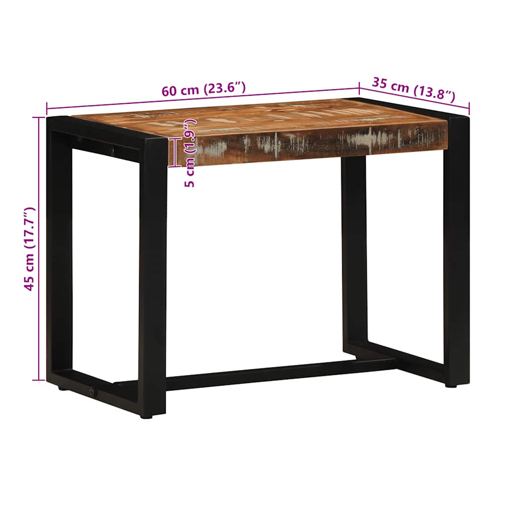 Klupa višebojna 60x35x45 cm Masivno reciklirano drvo