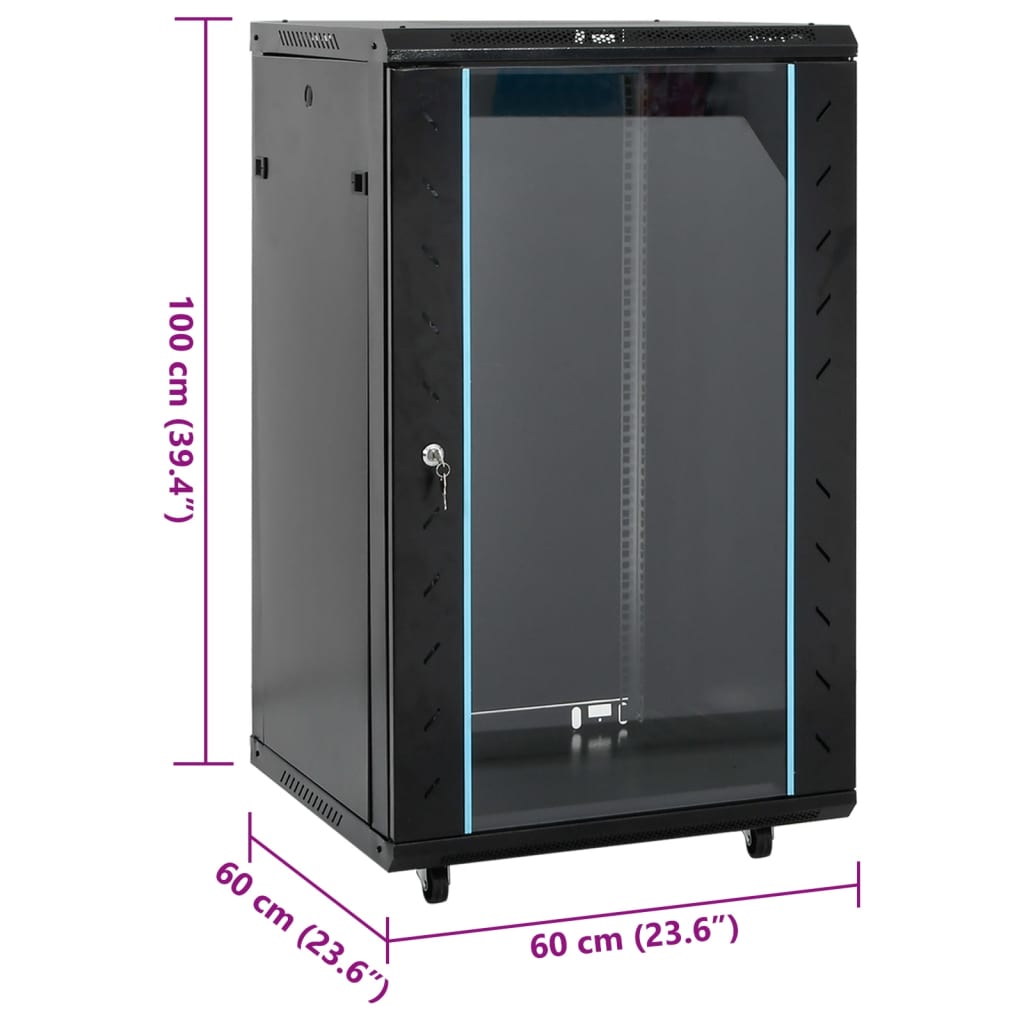 Komunikacijski ormarić 18U 19" IP20 crni 60 x 60 x 100 cm