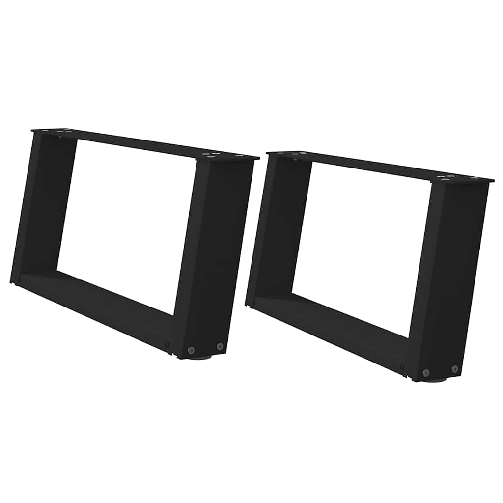 Noge za klub stolić U-oblik 2 kom Crne 60 x (30-31) cm Čelik