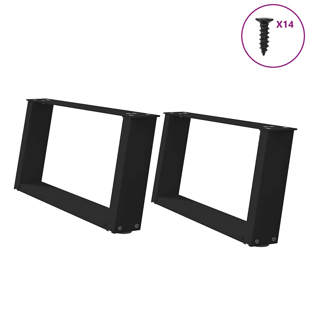 Noge za klub stolić U-oblik 2 kom Crne 70 x (30-31) cm Čelik