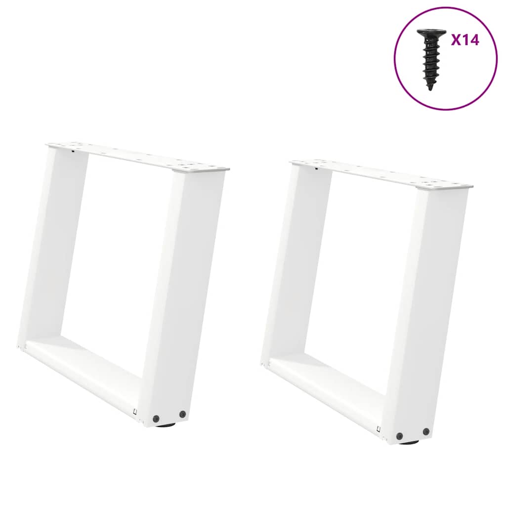 Noge za klub stolić U-oblik 2 kom Bijele 60 x (42-43) cm Čelik