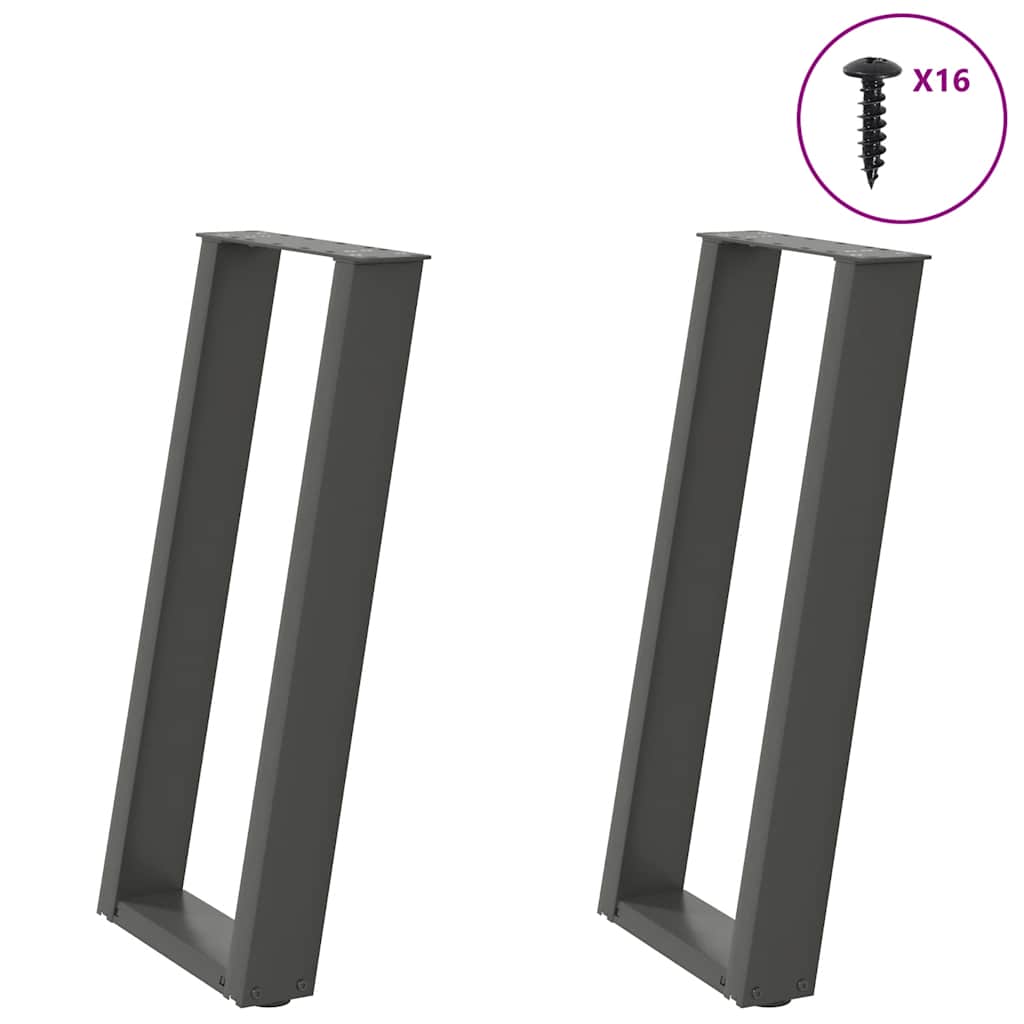 Noge za konzolni stol u obliku slova U, 2 kom, antracit, 38 x (72-73) cm, čelik