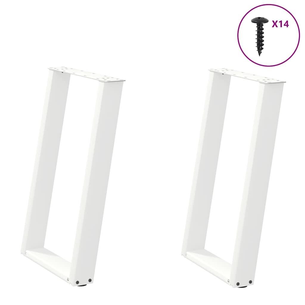 Noge za blagovaonski stol U-oblik 2 kom Bijele 50 x (72-73) cm Čelik