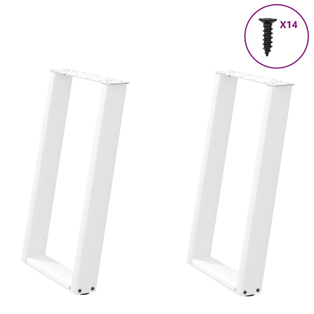 Noge za blagovaonski stol U-oblik 2 kom Bijele 60 x (72-73) cm Čelik