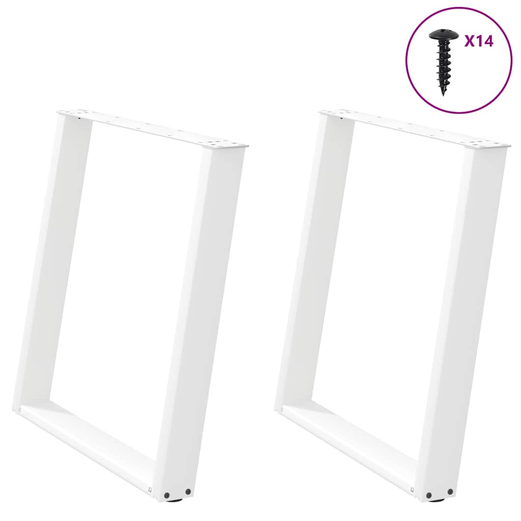 Noge za blagovaonski stol U-oblik 2 kom Bijele 80 x (72-73) cm Čelik