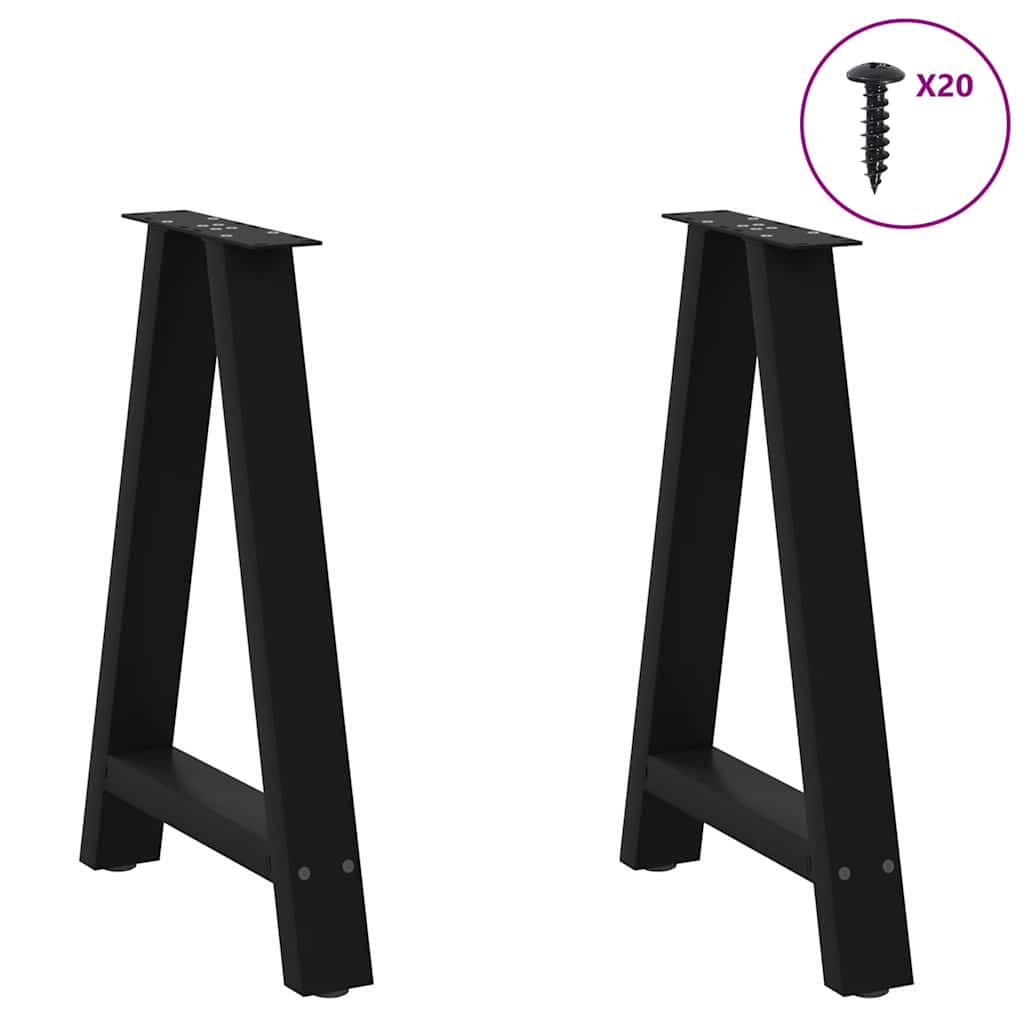 Noge za blagovaonski stol A-oblika 2 kom Crne 60 x (72-73) cm Čelik