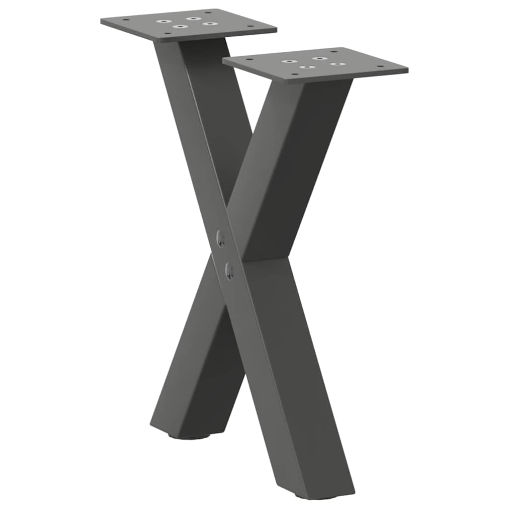 Noge za klub stolić u obliku slova X, 2 kom, antracit, 37 x (30-31) cm, čelik