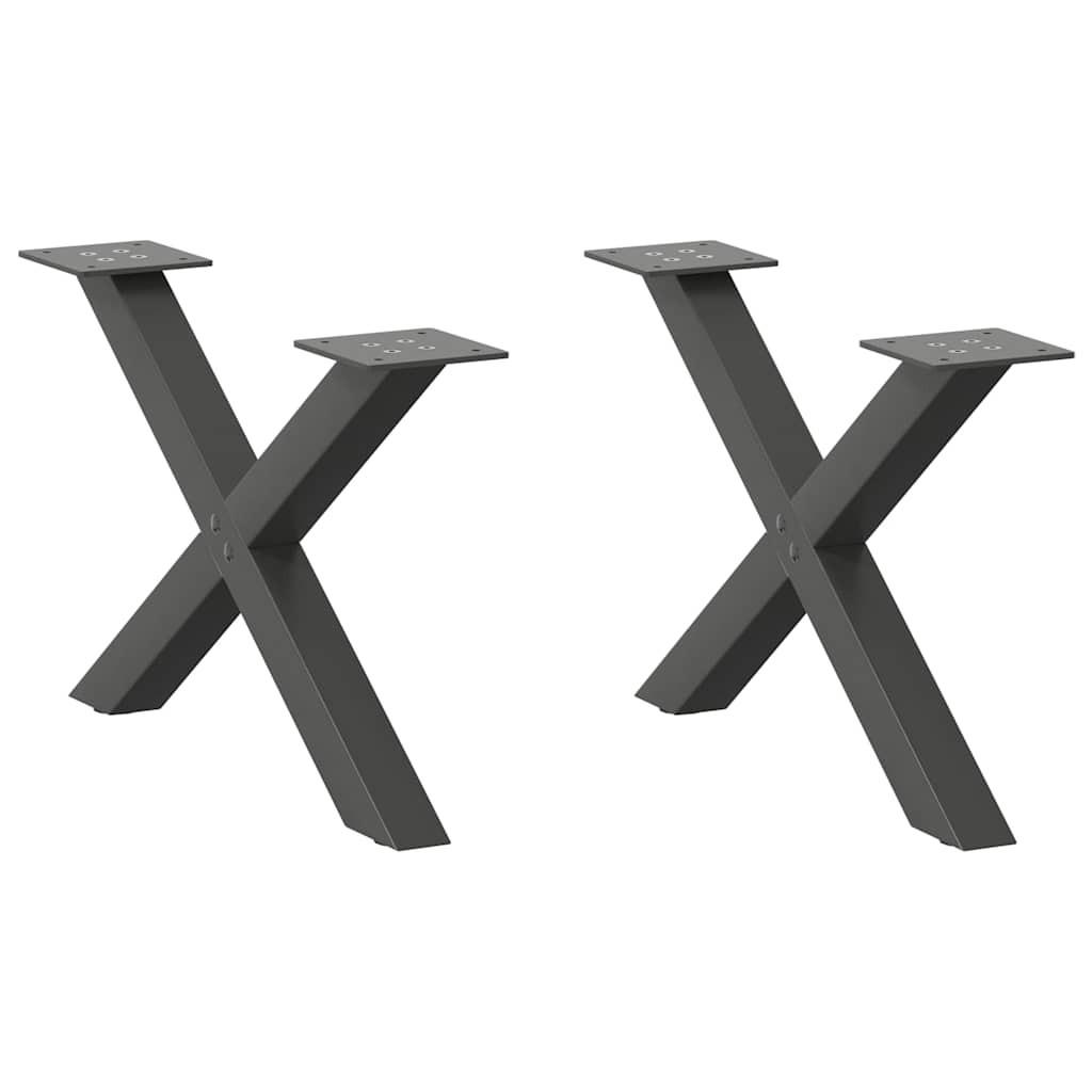 Noge za klub stolić u obliku slova X, 2 kom, antracit, 60 x (30-31) cm, čelik
