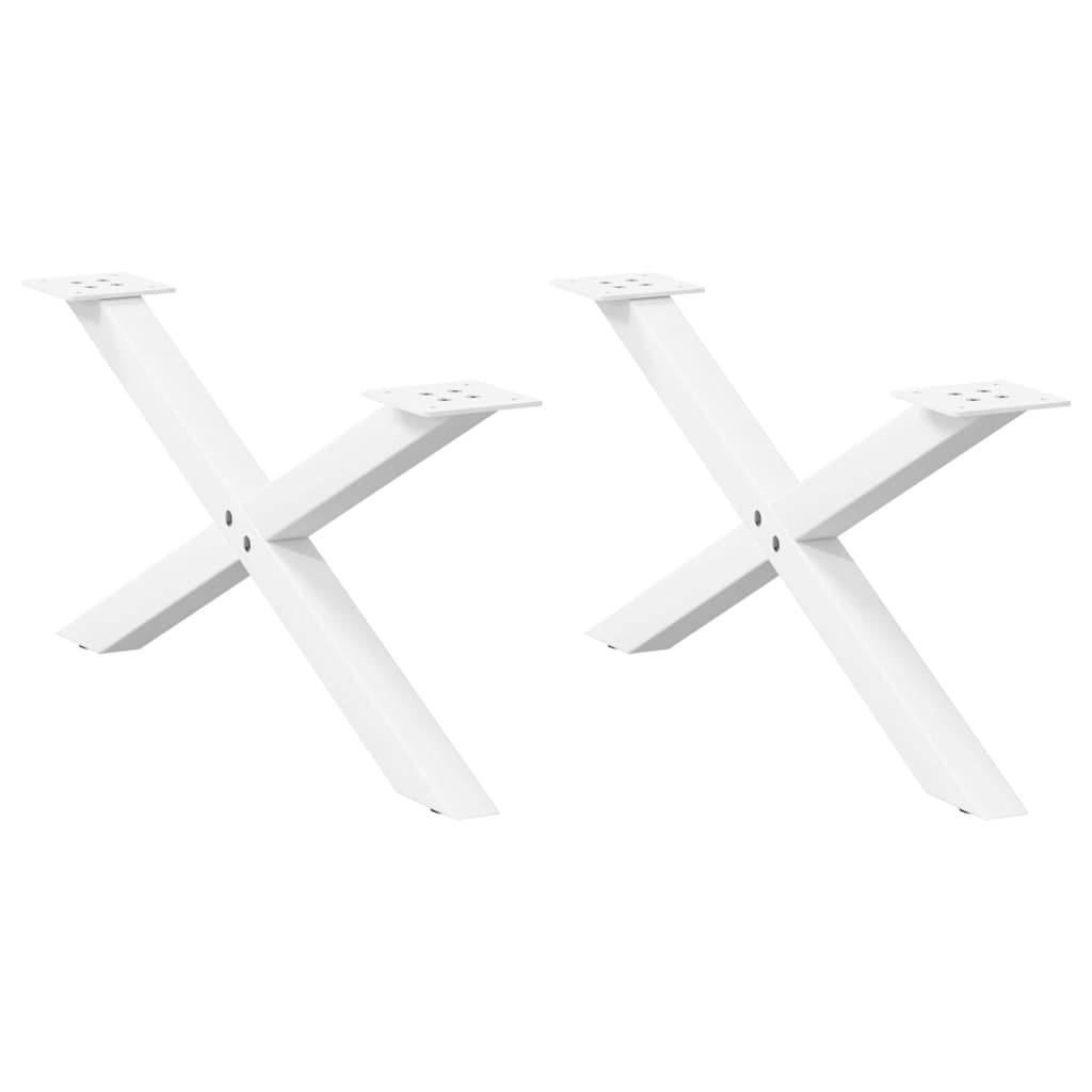 Noge za klub stolić X-oblik 2 kom Bijele 70 x (30-31) cm Čelik
