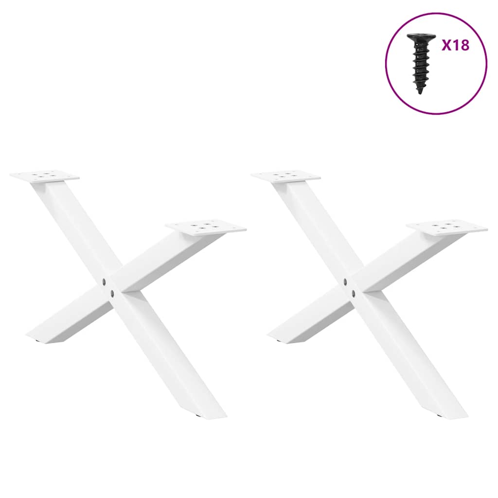 Noge za klub stolić X-oblik 2 kom Bijele 70 x (30-31) cm Čelik