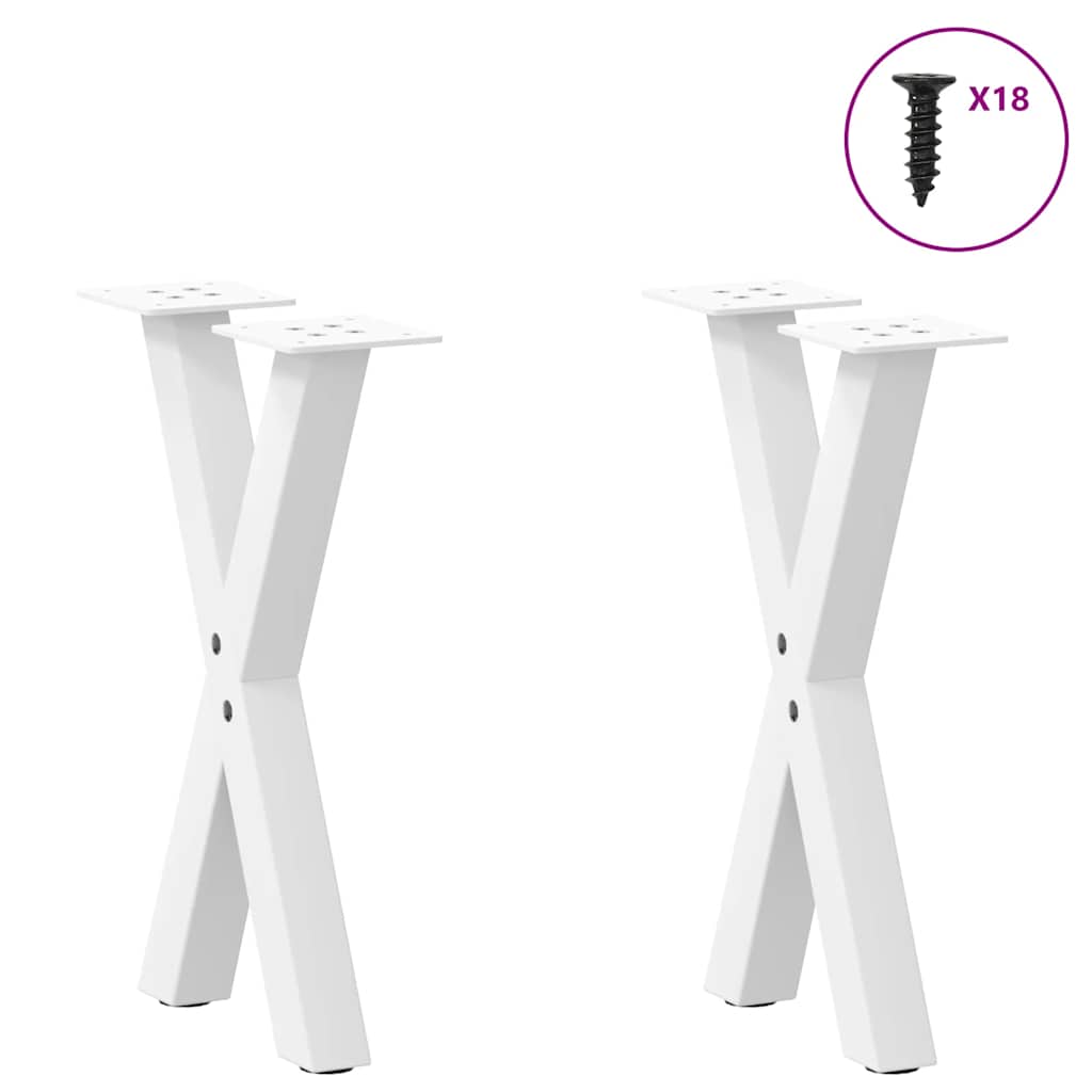 Noge za klub stolić u obliku slova X, 2 kom, bijele, 28 x (42-43) cm, čelik