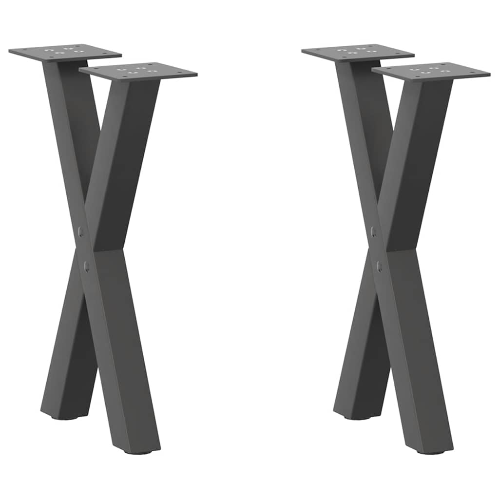 Noge za klub stolić u obliku slova X, 2 kom, antracit, 28 x (42-43) cm, čelik