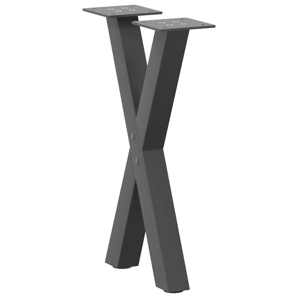 Noge za klub stolić u obliku slova X, 2 kom, antracit, 38 x (42-43) cm, čelik