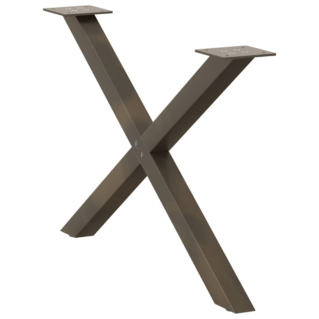 Noge za klub stolić u obliku slova X, 2 kom, prirodni čelik, 70 x (42-43) cm, čelik