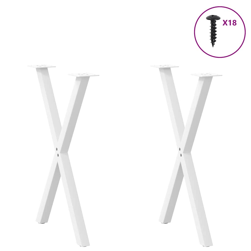 Noge za blagovaonski stol u obliku slova X, 2 kom, bijele, 57 x (72-73) cm, čelik