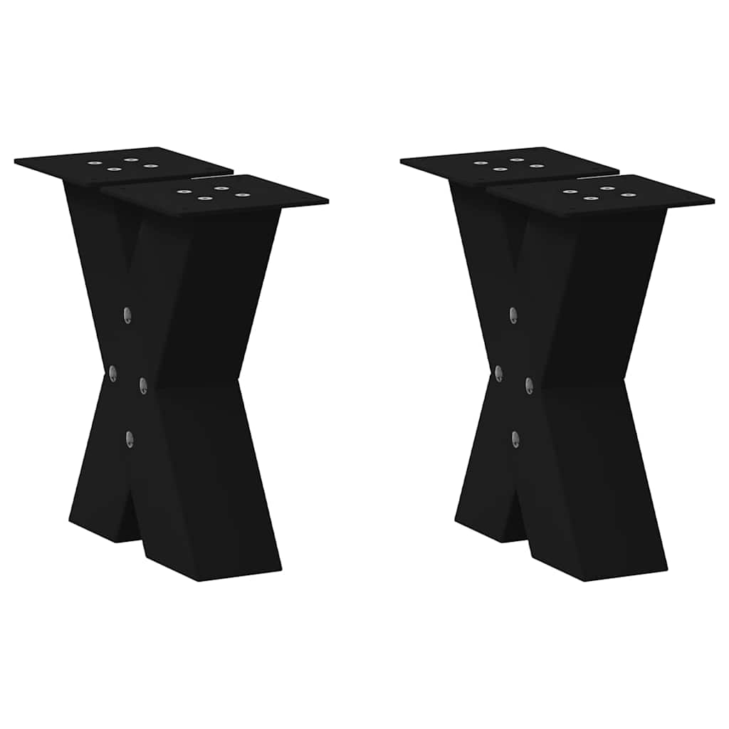 Noge za klub stolić u obliku slova X, 2 kom, crne, 30 x (30-31) cm, čelik