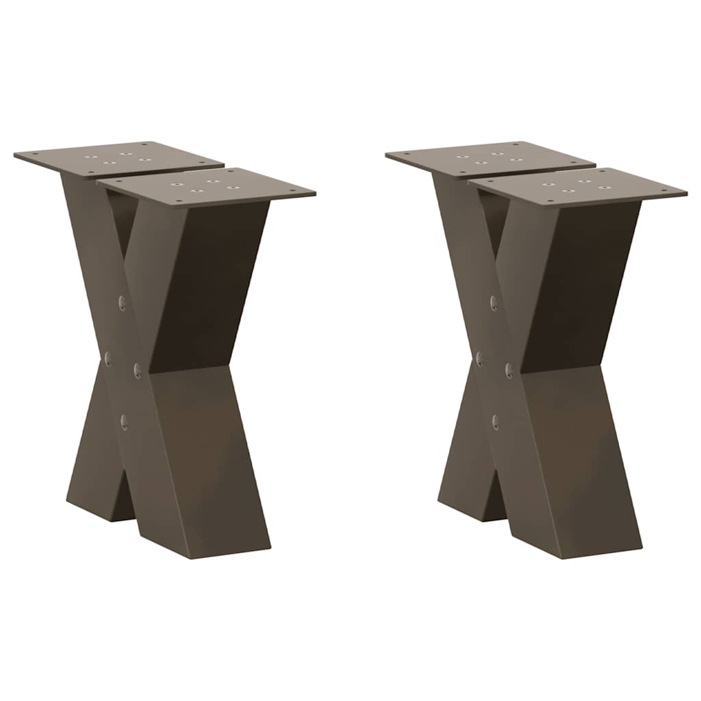 Noge za klub stolić u obliku slova X, 2 kom, prirodni čelik, 30 x (30-31) cm, čelik