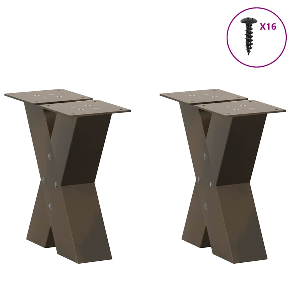 Noge za klub stolić u obliku slova X, 2 kom, prirodni čelik, 30 x (30-31) cm, čelik