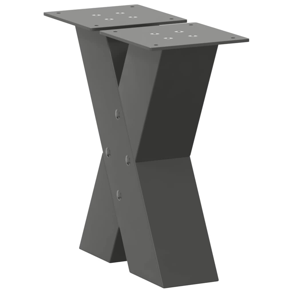 Noge za klub stolić u obliku slova X, 2 kom, antracit, 40 x (30-31) cm, čelik
