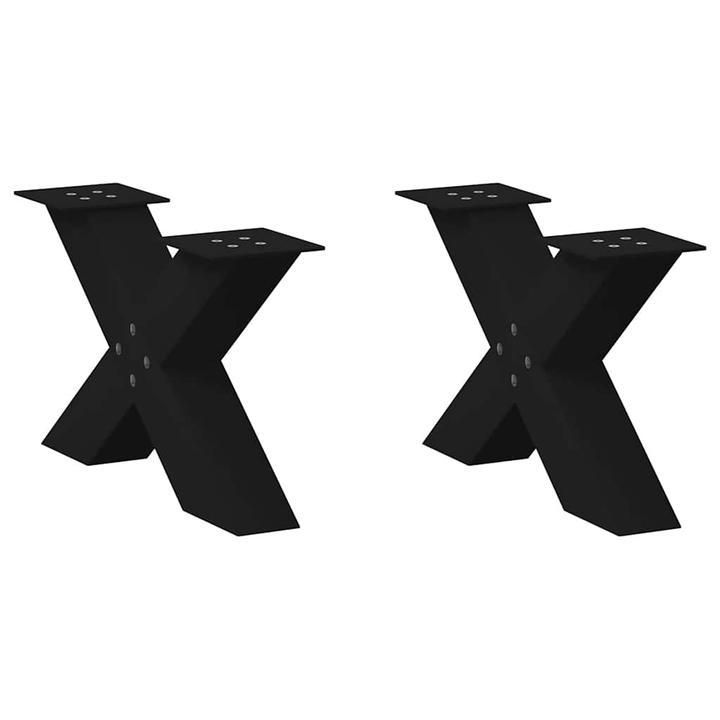 Noge za klub stolić u obliku slova X, 2 kom, crne, 60 x (30-31) cm, čelik