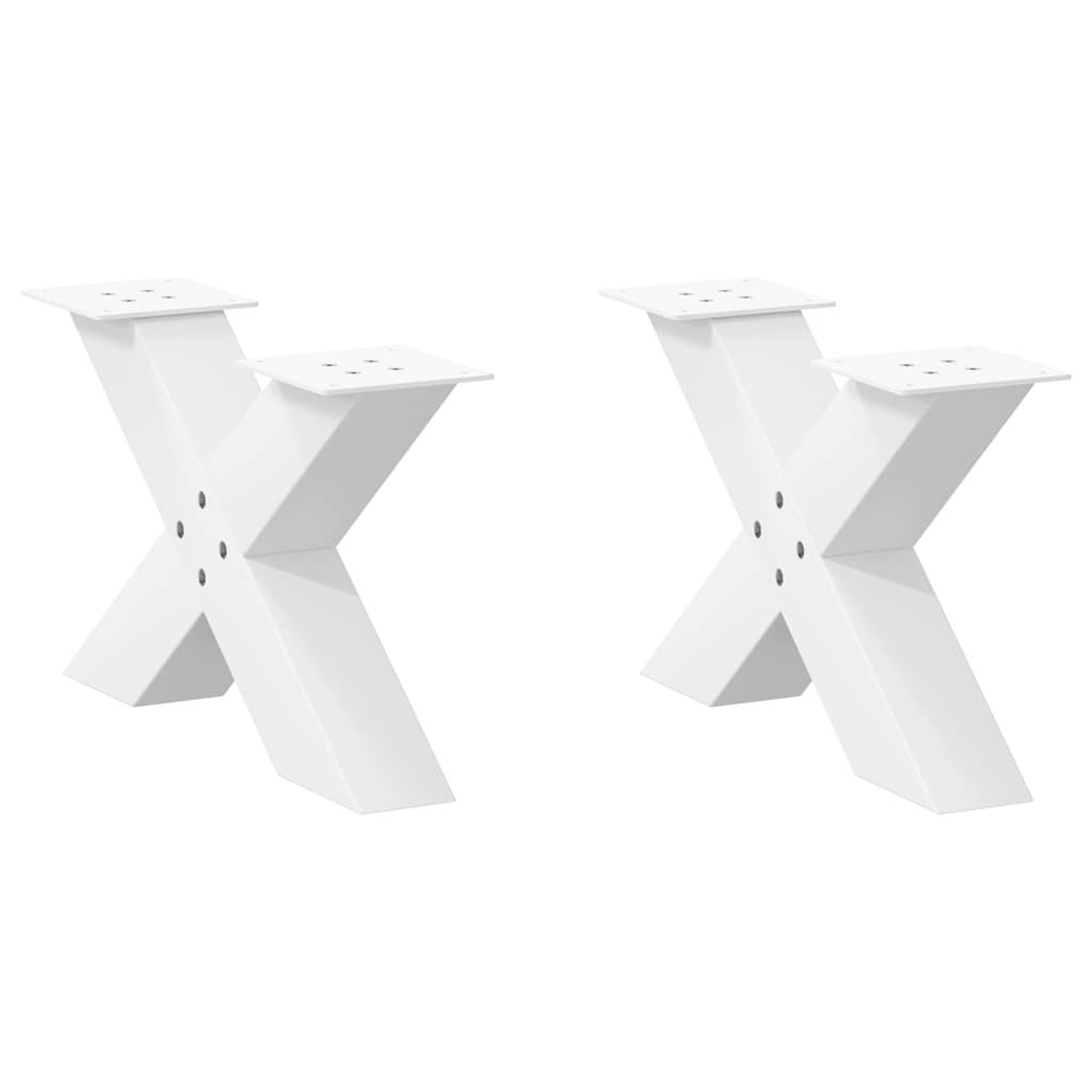 Noge za klub stolić u obliku slova X, 2 kom, bijele, 60 x (30-31) cm, čelik