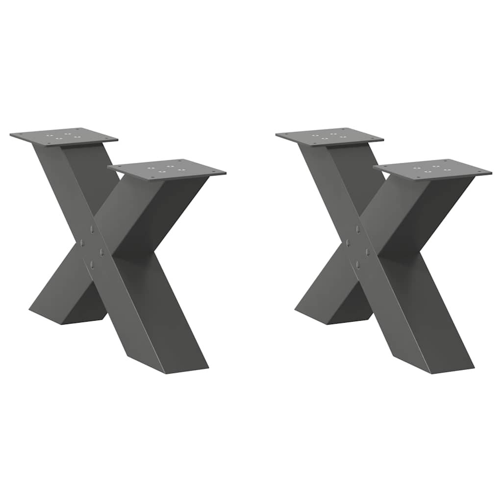 Noge za klub stolić u obliku slova X, 2 kom, antracit, 60 x (30-31) cm, čelik