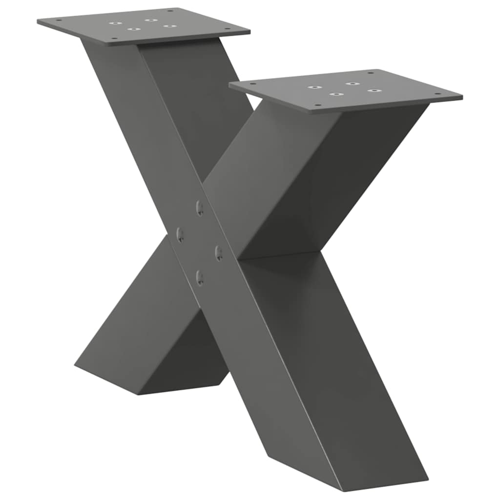 Noge za klub stolić u obliku slova X, 2 kom, antracit, 60 x (30-31) cm, čelik