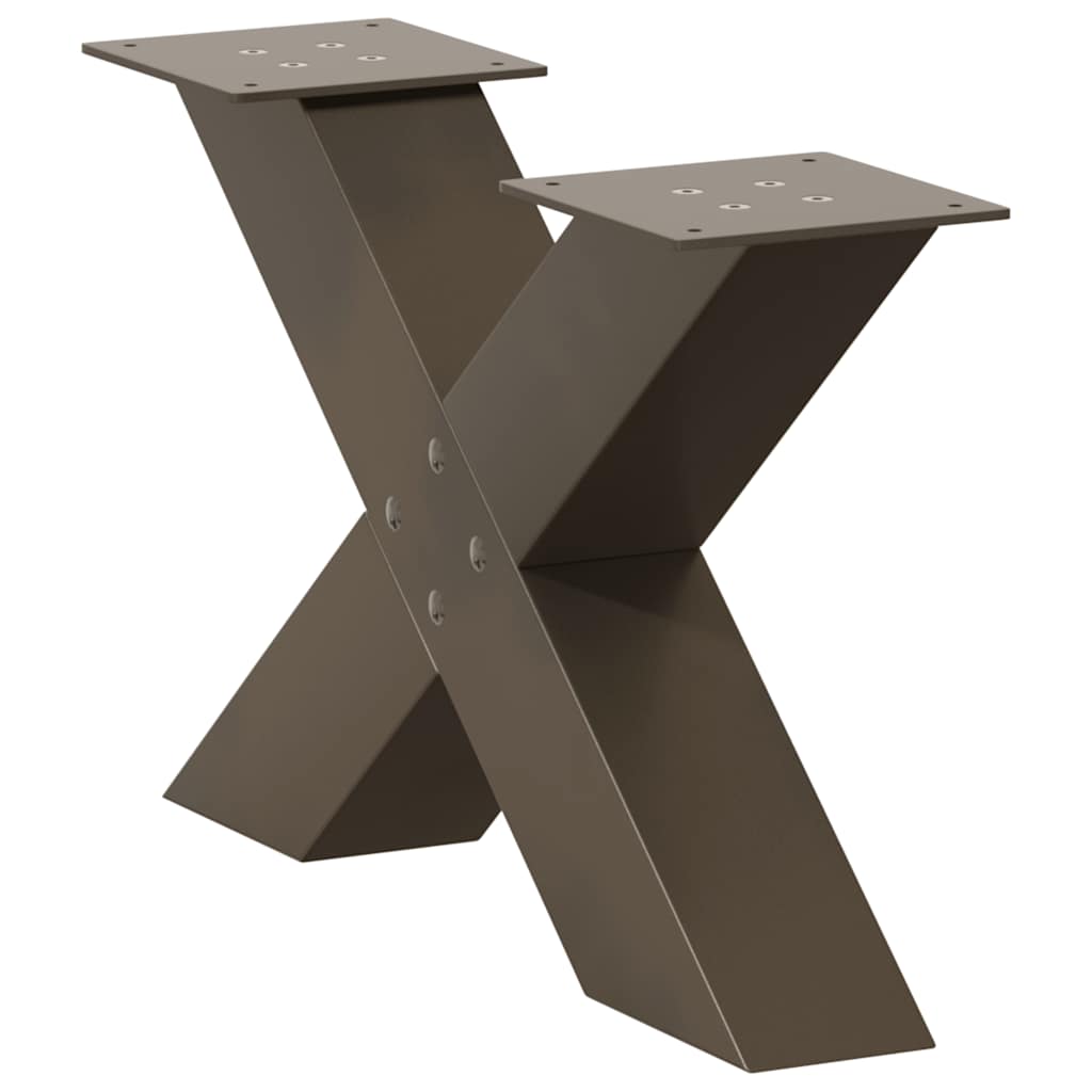 Noge za klub stolić u obliku slova X, 2 kom, prirodni čelik, 60 x (30-31) cm, čelik