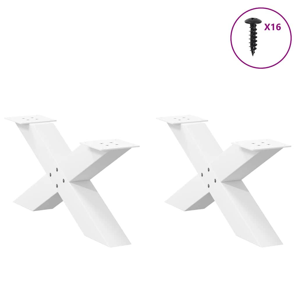 Noge za klub stolić X-oblik 2 kom Bijele 70 x (30-31) cm Čelik