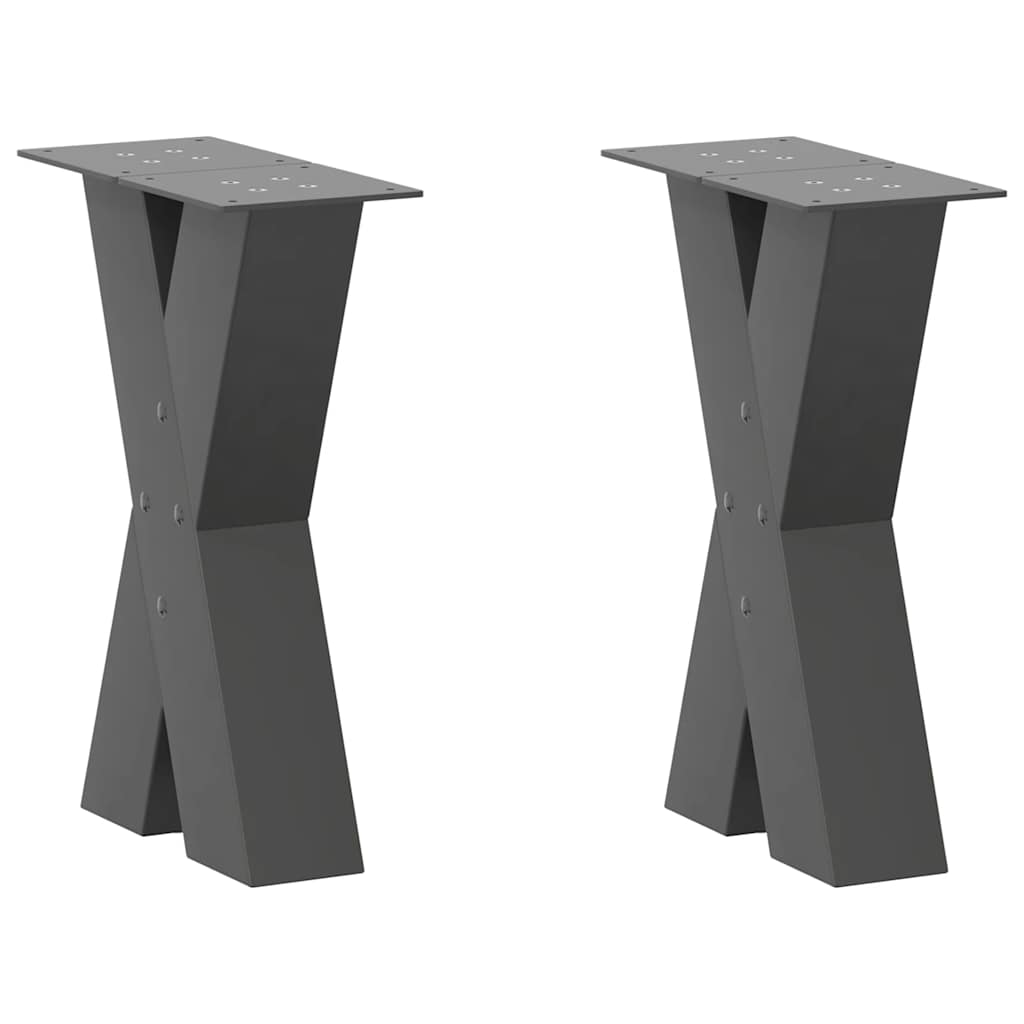 Noge za klub stolić u obliku slova X, 2 kom, antracit, 28 x (42-43) cm, čelik