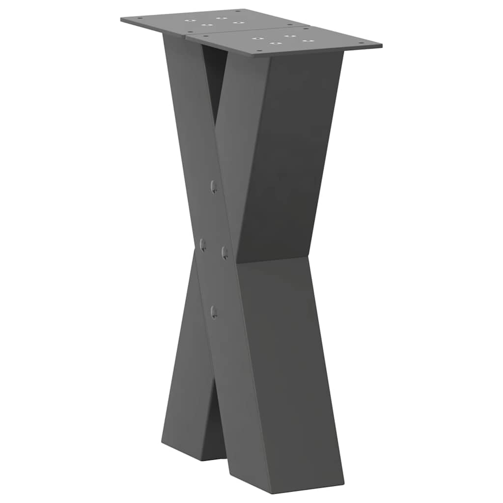 Noge za klub stolić u obliku slova X, 2 kom, antracit, 28 x (42-43) cm, čelik