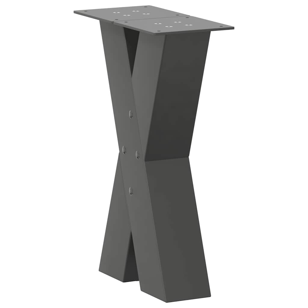 Noge za klub stolić u obliku slova X, 2 kom, antracit, 38 x (42-43) cm, čelik
