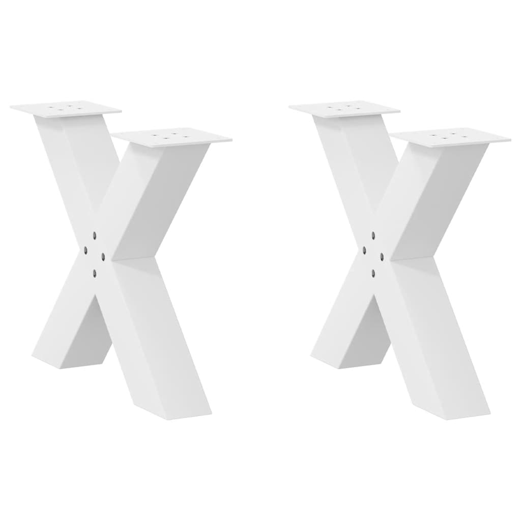 Noge za klub stolić u obliku slova X, 2 kom, bijele, 50 x (42-43) cm, čelik