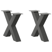 Noge za klub stolić u obliku slova X, 2 kom, antracit, 50 x (42-43) cm, čelik