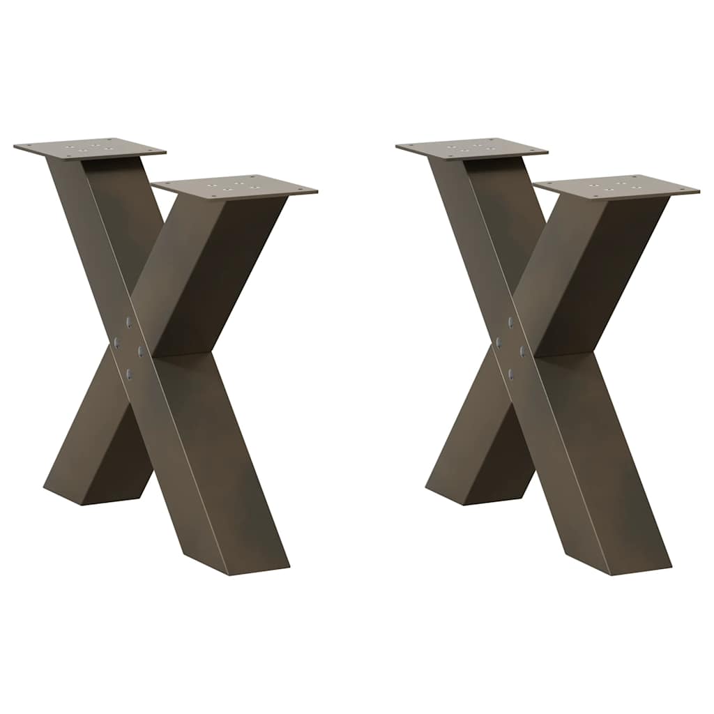 Noge za klub stolić u obliku slova X, 2 kom, prirodni čelik, 50 x (42-43) cm, čelik