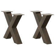 Noge za klub stolić u obliku slova X, 2 kom, prirodni čelik, 50 x (42-43) cm, čelik