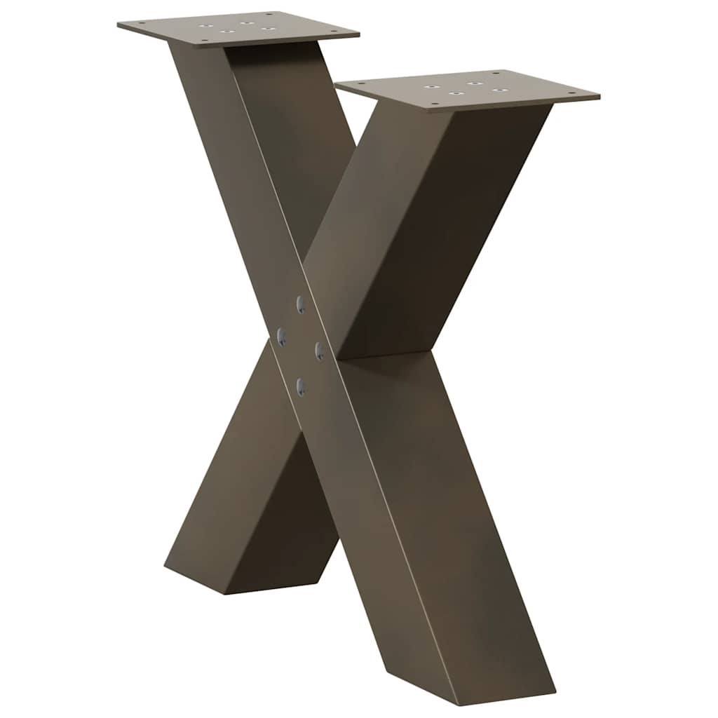 Noge za klub stolić u obliku slova X, 2 kom, prirodni čelik, 50 x (42-43) cm, čelik
