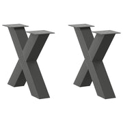 Noge za klub stolić u obliku slova X, 2 kom, antracit, 60 x (42-43) cm, čelik
