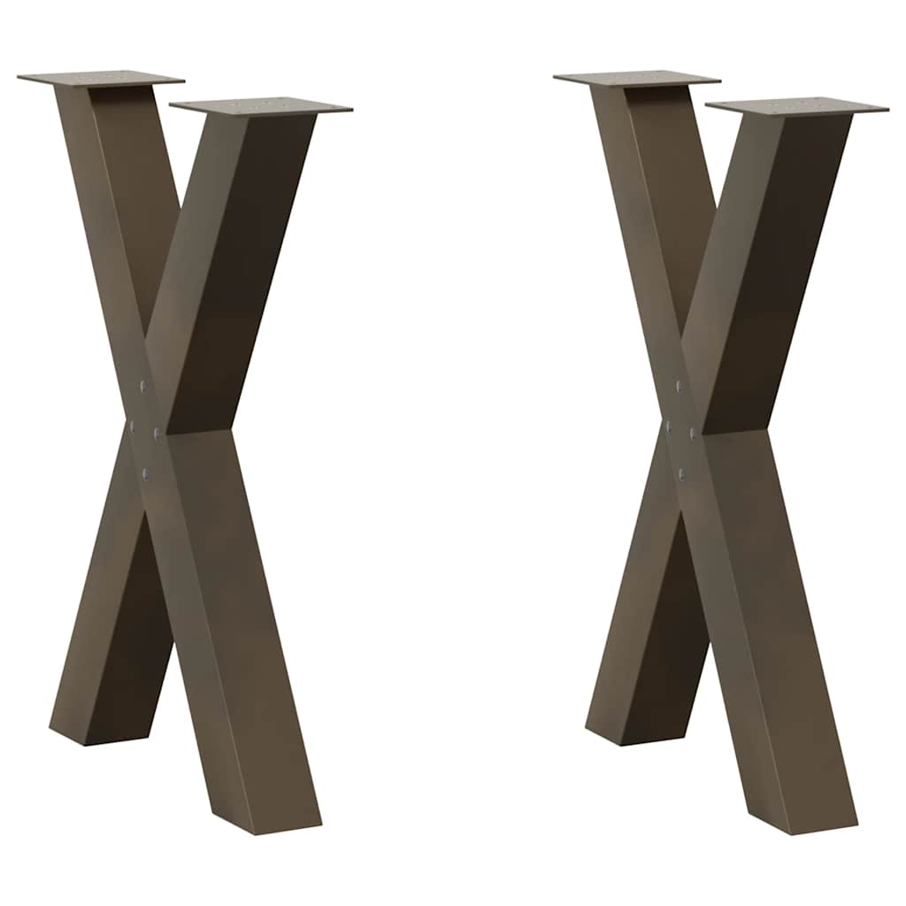 Noge za blagovaonski stol u obliku slova X, 2 kom, prirodni čelik, 50 x (72-73) cm, čelik