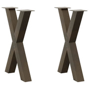 Noge za blagovaonski stol u obliku slova X, 2 kom, prirodni čelik, 50 x (72-73) cm, čelik
