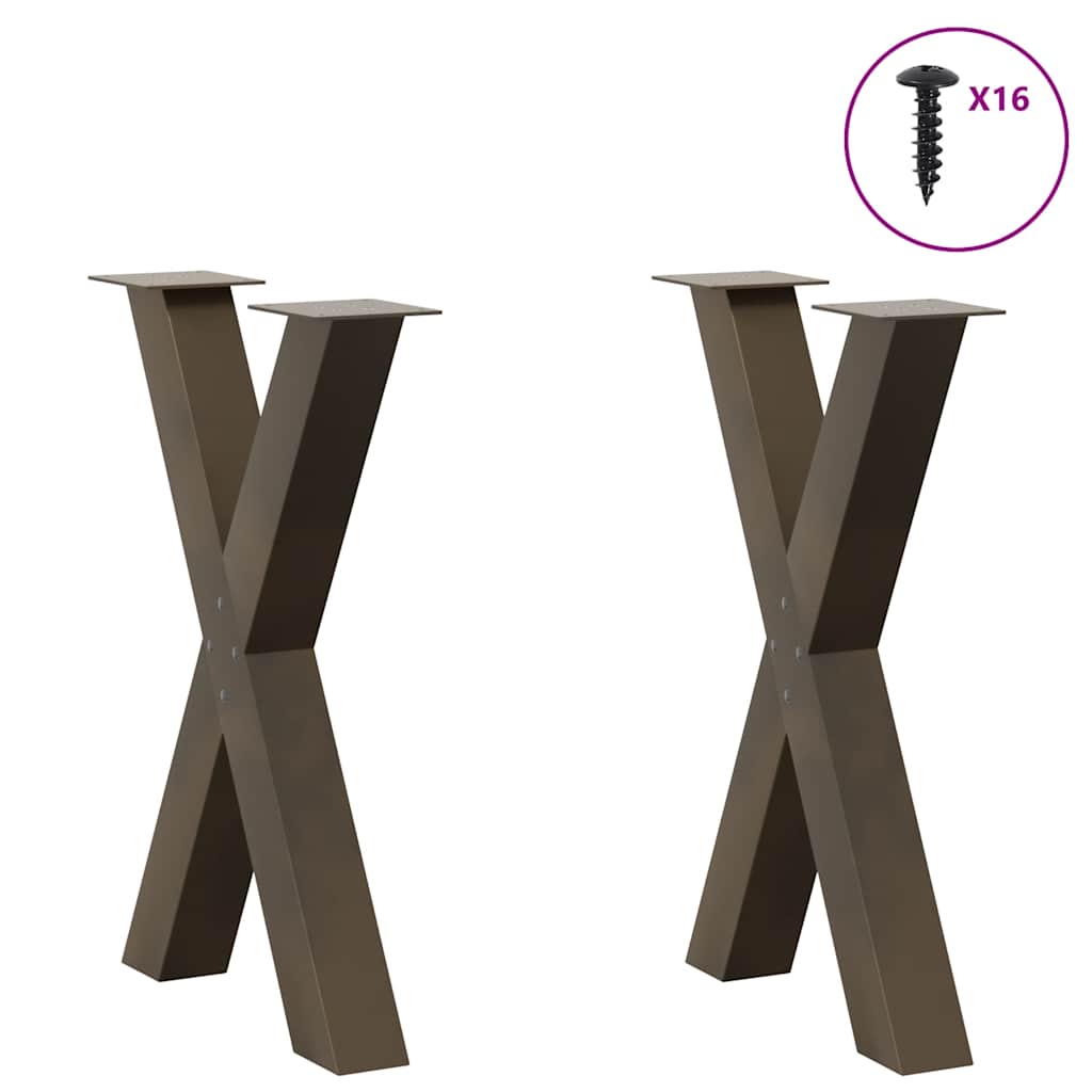 Noge za blagovaonski stol u obliku slova X, 2 kom, prirodni čelik, 50 x (72-73) cm, čelik