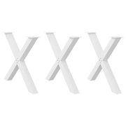 Noge za blagovaonski stol X-oblikovane 3 kom Bijele 90 x (72-73) cm Čelične