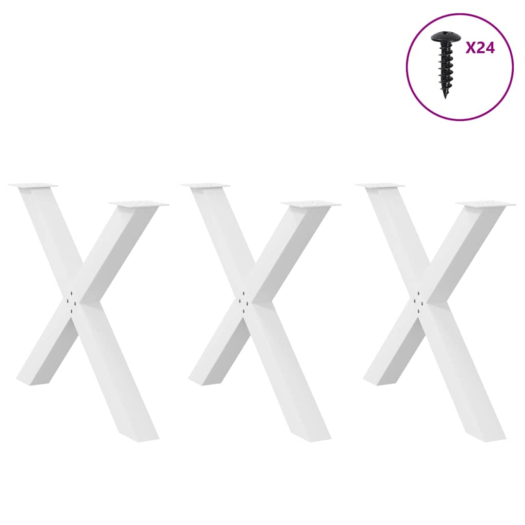 Noge za blagovaonski stol X-oblikovane 3 kom Bijele 90 x (72-73) cm Čelične